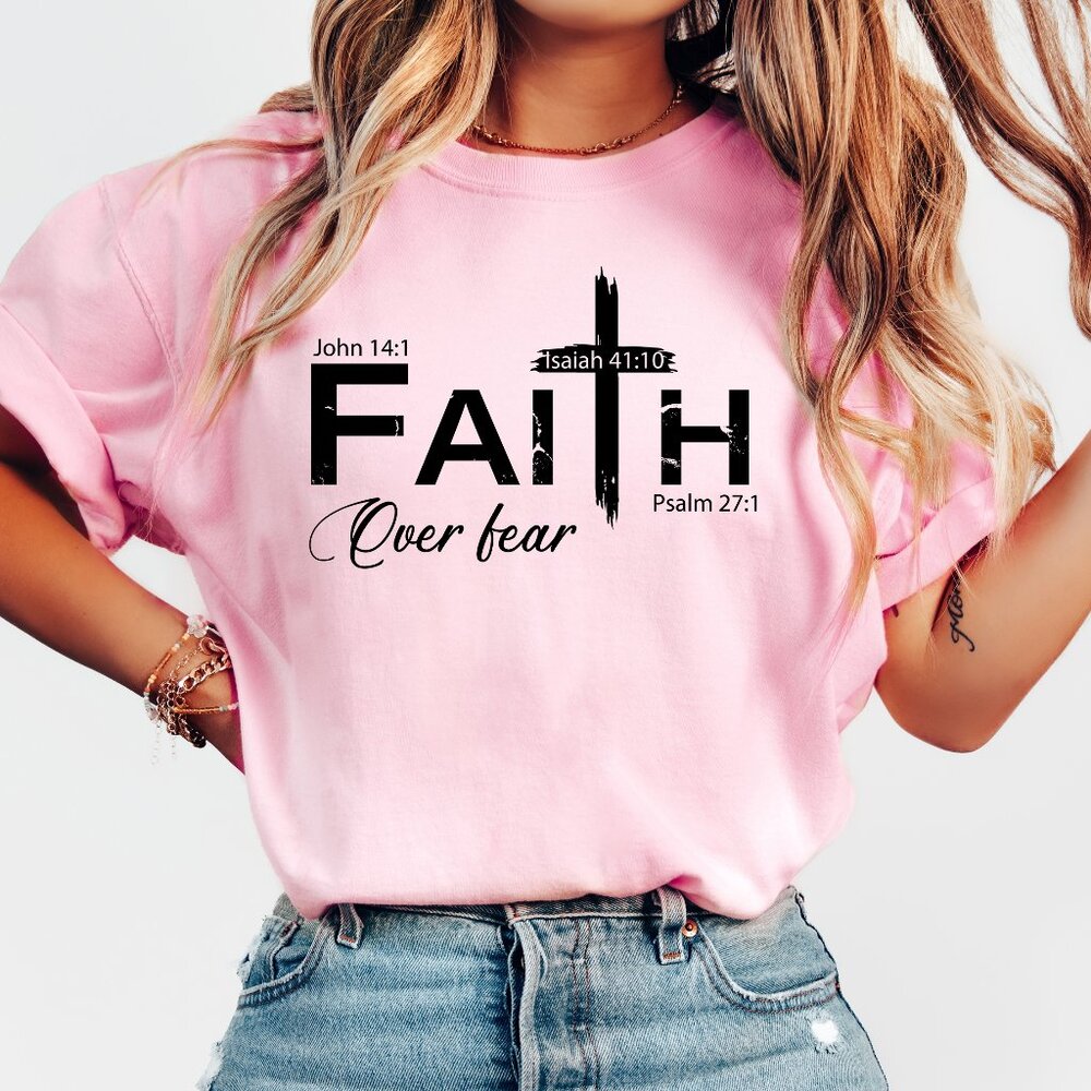 Faith Over Fear Christian Shirt Vintage Style Unisex Handmade